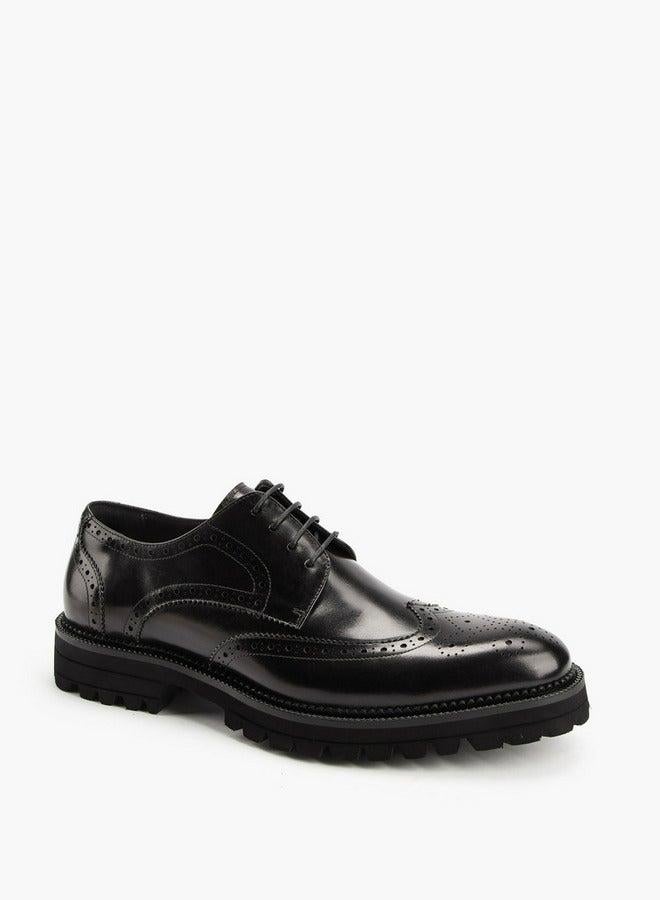 DUCHINI Men's Textured Lace-Up Derby Shoes - Image 1