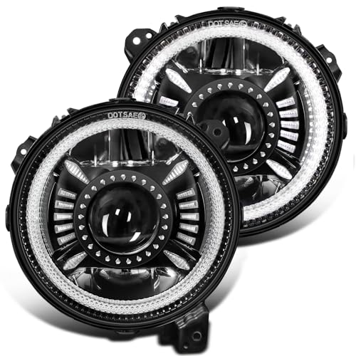 UNI-SHINE 2 Pack 9 Inch LED Headlights Compatible with Jeep Wrangler JL/JLU 2018-2026, Gladiator JT 2019-2026 DRL and Turn Signal, High/Low Beam Halo Lights DOT Approved - Image 1