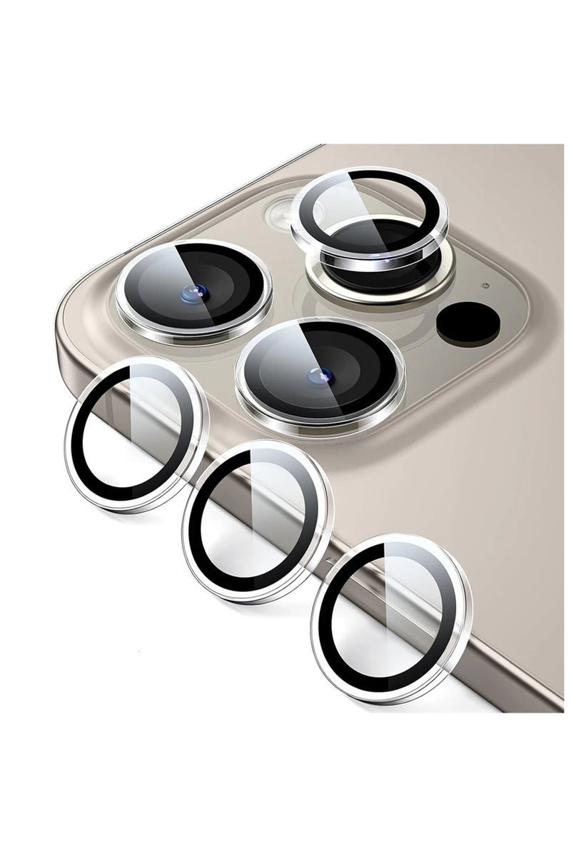 غطاء حماية عدسة الكاميرا الشفاف (3 قطع) لهواتف آيفون 16، 15 برو ماكس، 16 برو، 14 برو، 13 برو