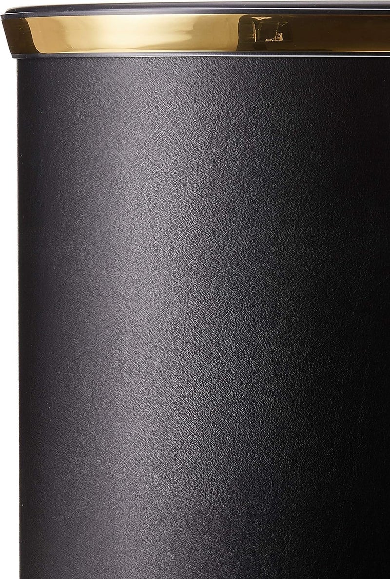 Kraftware Sophisticates Oval Wastebasket with Plastic Liner, Adding Classic Style to The Bathroom and All Other Rooms in The Home or Office, 13 Quart Capacity, Black with Gold Trim - Image 2