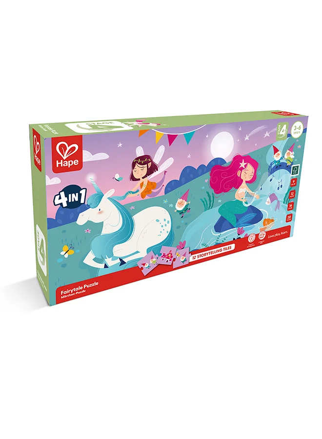 هيب Hape 4-in-1 Fairytale | Educational Puzzle for Kids, with Cotton Bag | 80 x 20 cm | 3Y+