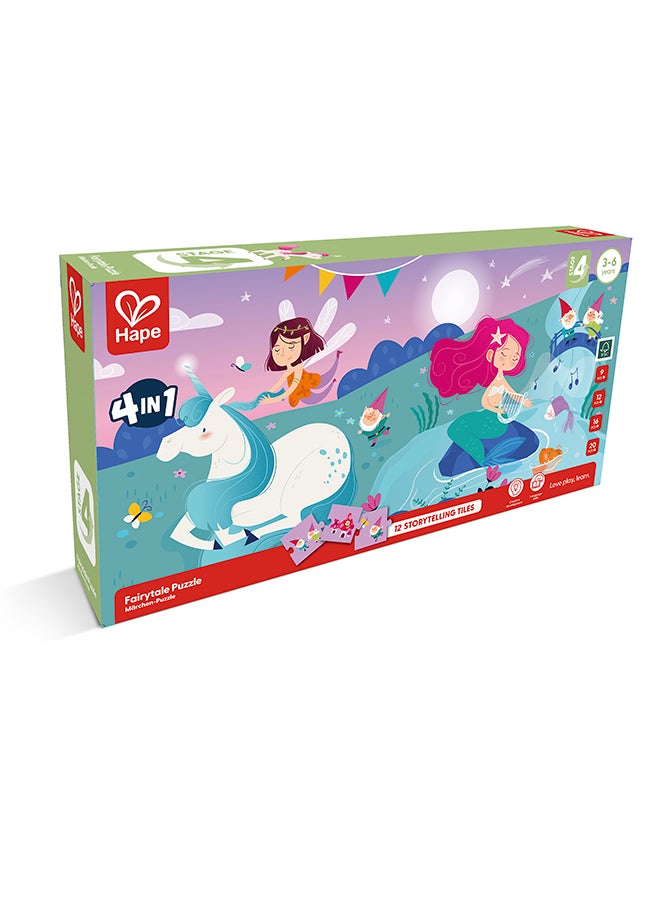 Hape 4-in-1 Fairytale | Educational Puzzle for Kids, with Cotton Bag | 80 x 20 cm | 3Y+ - Image 1