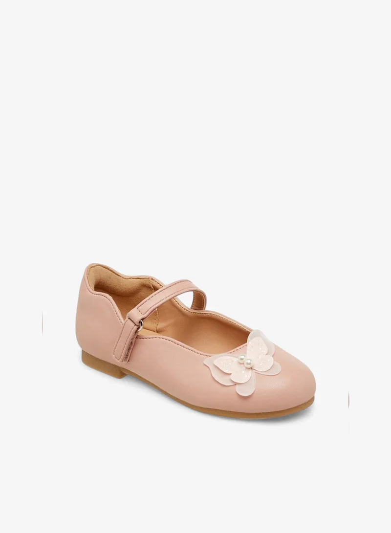 Juniors Butterfly Accent Ballerina Shoes with Hook and Loop Closure