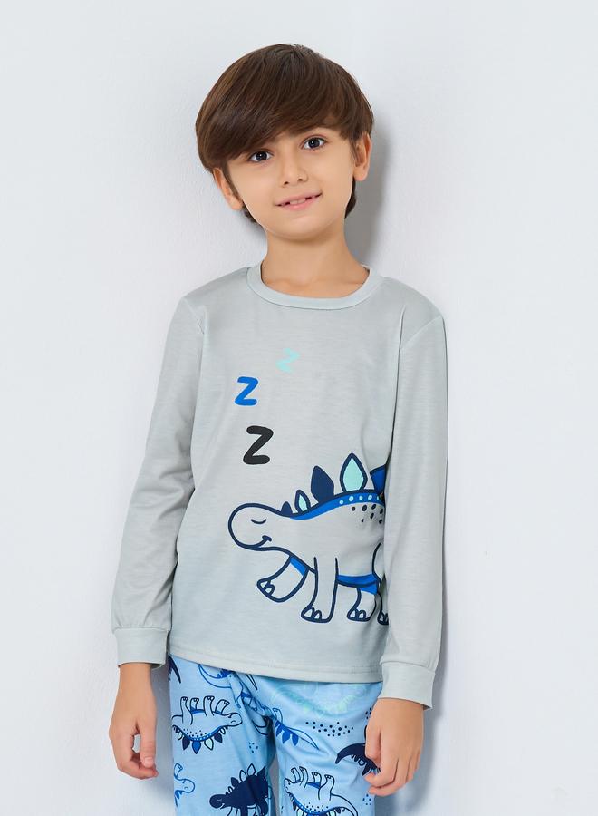 ستايلي طقم تيشيرت مطبوع بأكمام طويلة مع بنطال - Image 2