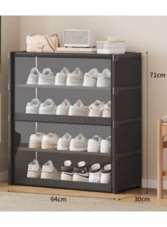 Arabest Flip-Drawers Shoe Rack Shoe Storage Cabinet Flip Down Shoe Storage Modern Shoe Cabinet Hallway Cupboard Storage Organiser Footwear Stand Rack Standing Shoe Organizer For Hallway(Black,71*64cm - Image 2