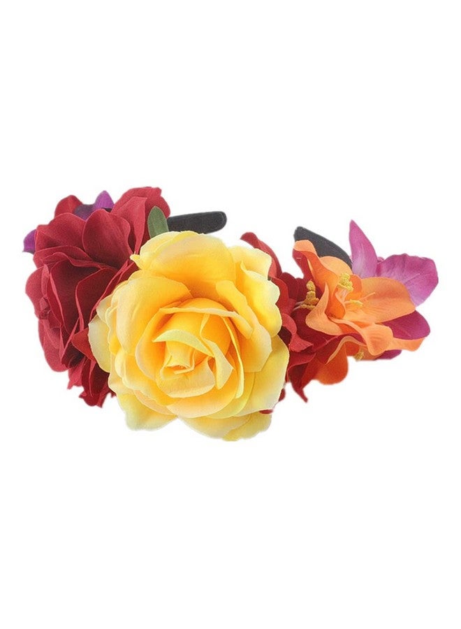 كويبي عصابة رأس من QUUPY على شكل تاج زهور مكسيكي، عصابة رأس لعيد الهالوين، تاج زهور وردية، إكسسوارات شعر زهرية لحفلات الكرنفال والعطلات على الشاطئ والعروض المسرحية - Image 3