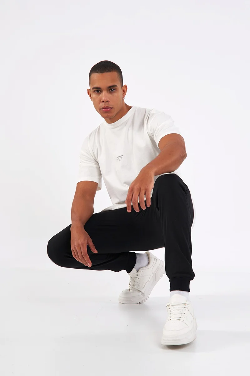 mmetalic Black-Grey Elastic Leg Men's Tracksuit Bottoms