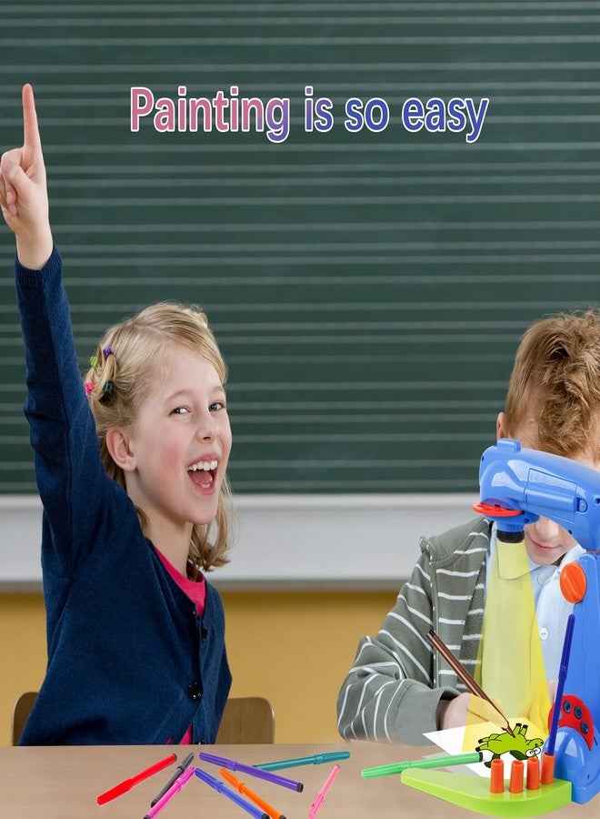 LEERFEI لييرفي جهاز عرض الرسم للأطفال، لعبة جهاز عرض ذكي للرسم، مع 32 شريحة من أنماط الرسوم المتحركة و12 فرشاة ملونة، حجم نمط قابل للتعديل، مناسب للأطفال لتعلم الرسم ورسم الفن. - Image 4