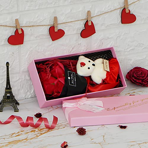 Webelkart Rose with Gift Box and Teddy Beer- 7 in, Valentines Gift for Girlfriend and Boyfriend (Pink Box with Teddy) - Image 2