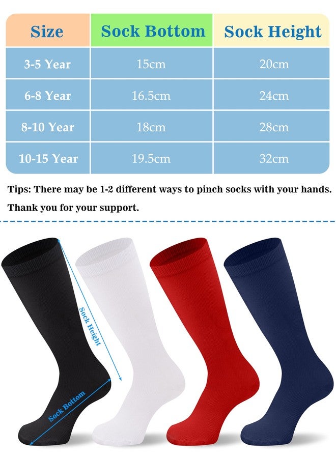 Duufin 8 Pairs Boys Baseball Socks Football Softball Soccer Sock Knee-High Athletic Socks for Youth Boys and Girls Age 8-10,Black - Image 4