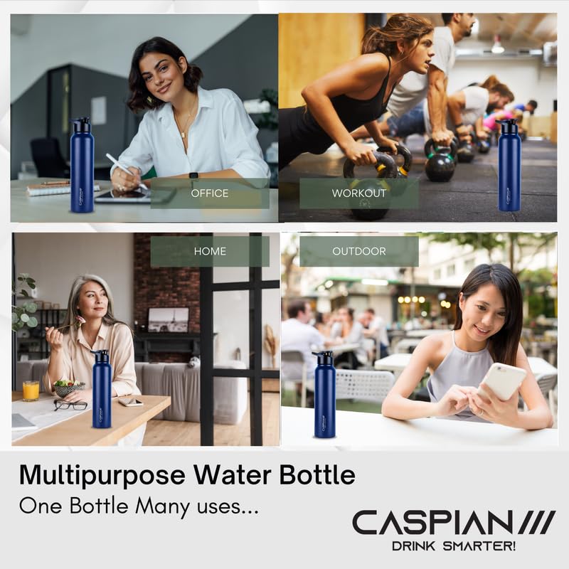CASPIAN /// HIke ISI Certified Stainless Steel Water Bottle 1 ltr. (Blue, 1 Litre) | Leak Proof Sipper for Fridge Home Office Travel School Kids Boys Girls Adults Sports Gym Yoga Gift | BPA Free - Image 5