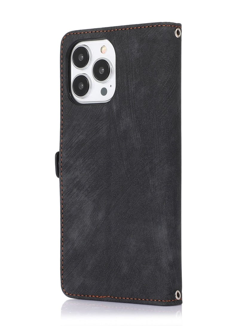 Suteni Flip Cover Leather Hidden Card Slots Phone Case for iPhone - Image 2