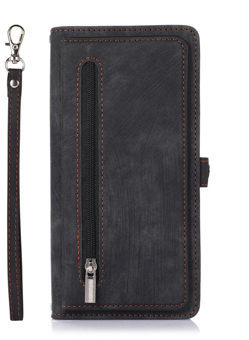 Suteni Flip Cover Leather Hidden Card Slots Phone Case for iPhone - Image 1