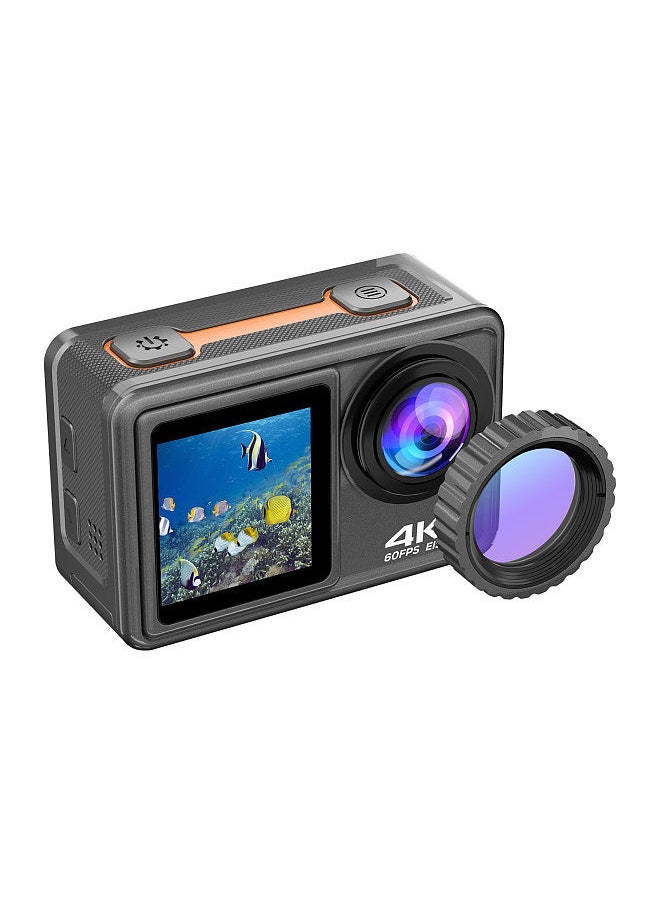 Generic 4K 24MP Dual Screen Sport Camera DV Camcorder 2.0 Inch Screen 170° Wide Angle EIS 40m Waterproof WiFi with Macro Lens Remote Control for Outdoor Sports  - Image 1