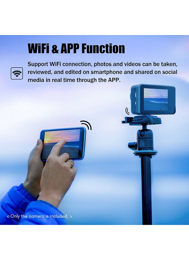 Generic 4K 24MP Dual Screen Sport Camera DV Camcorder 2.0 Inch Screen 170° Wide Angle EIS 40m Waterproof WiFi with Macro Lens Remote Control for Outdoor Sports  - Image 4