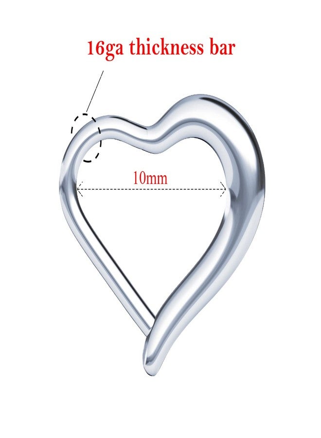 NewkeepsR 316L 16g Surgical Hypoallergenic Steel Love Heart Shaped Hinged Clicker Daith Ring Jewelry Helix Earring Ear Piercing for Women - Image 2