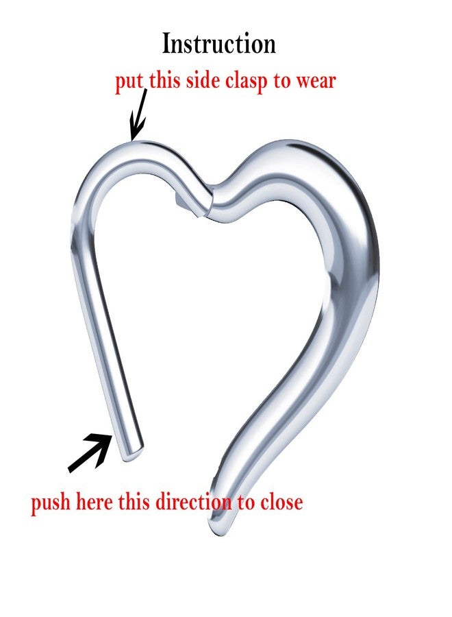 NewkeepsR 316L 16g Surgical Hypoallergenic Steel Love Heart Shaped Hinged Clicker Daith Ring Jewelry Helix Earring Ear Piercing for Women - Image 3