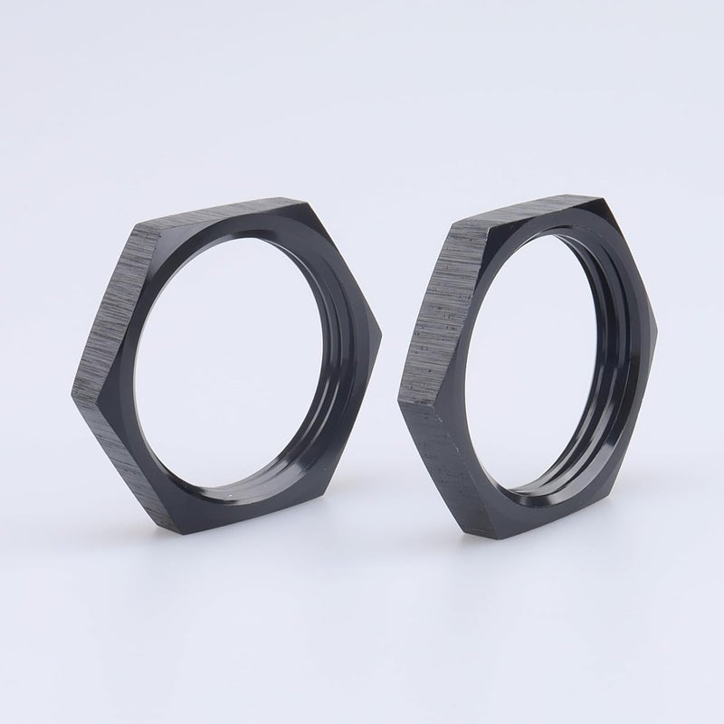 AC PERFORMANCE Aluminum -16 AN Female Thread Hex Bulkhead Nut for AN16 Bulkhead Fitting Adapter, Black Anodized, Pack of 2 - Image 1