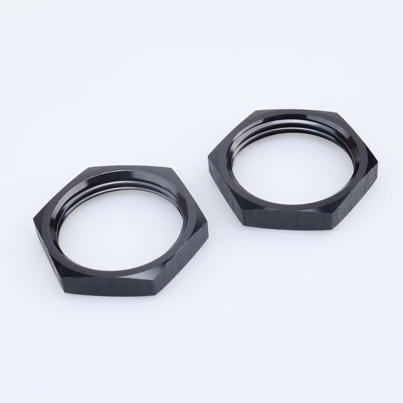 AC PERFORMANCE Aluminum -16 AN Female Thread Hex Bulkhead Nut for AN16 Bulkhead Fitting Adapter, Black Anodized, Pack of 2 - Image 4