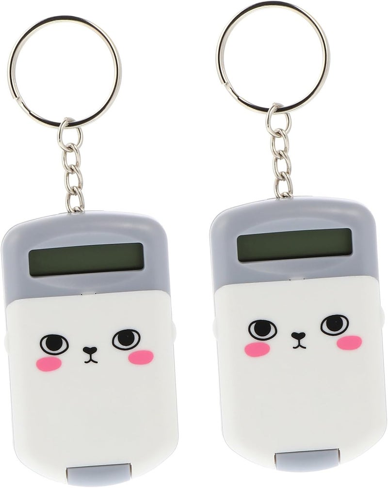 2pcs Pocket Size Electronic Calculator Set for Students and Office Use, Mini Plastic Arithmetic Counting Tool with LCD Display, Portable Gray Basic Calculator - Image 1