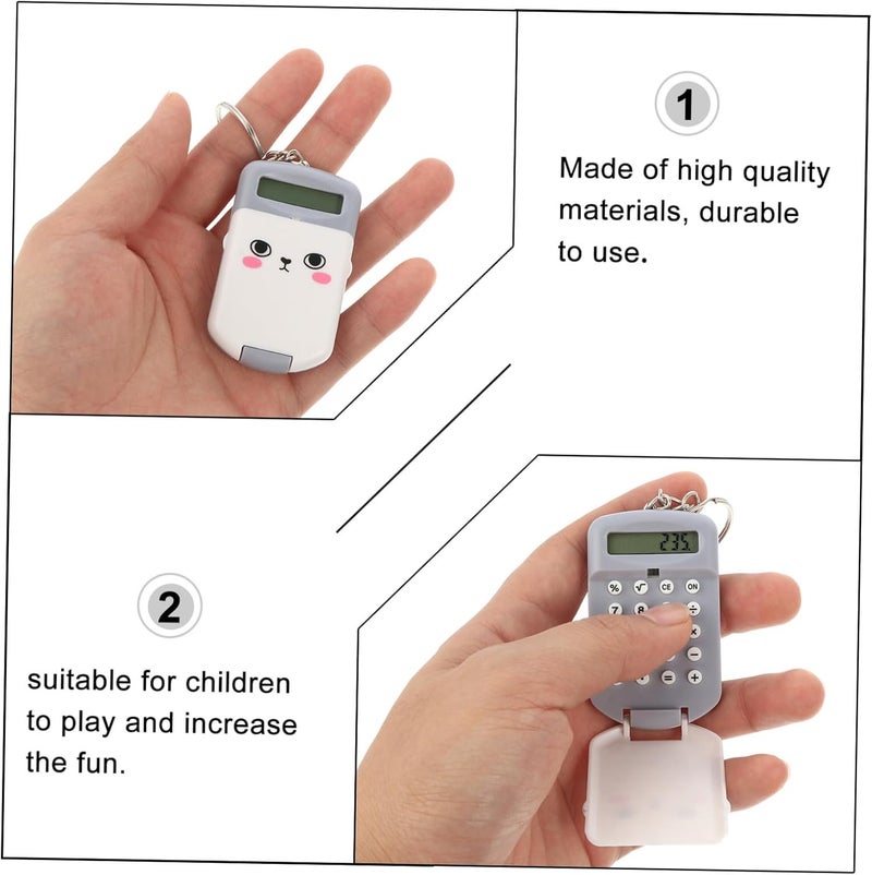 2pcs Pocket Size Electronic Calculator Set for Students and Office Use, Mini Plastic Arithmetic Counting Tool with LCD Display, Portable Gray Basic Calculator - Image 3