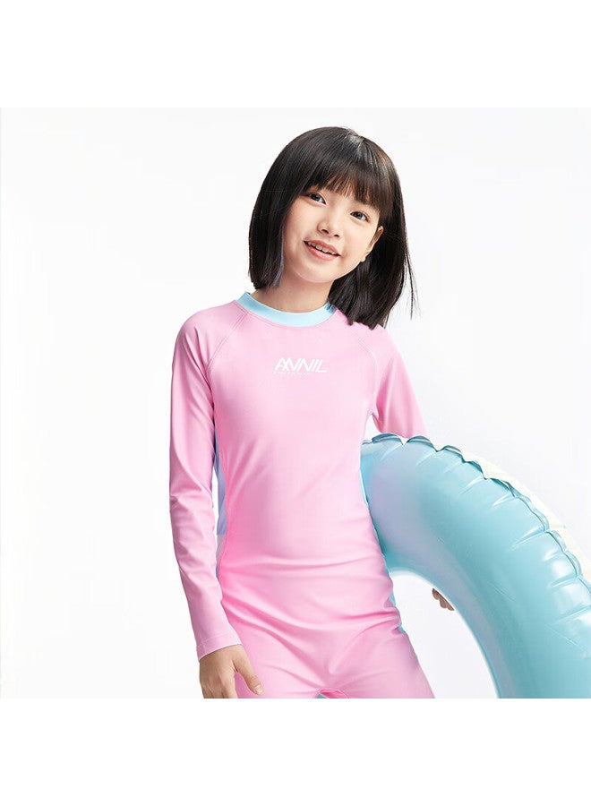 Annil Anna Children's One-piece Swimsuit With Long Sleeves And Shorts Set For Boys And Girls Summer New Elastic Waist Slim Fit - Image 1