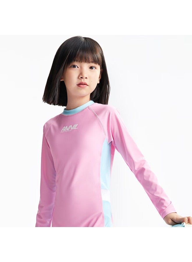 Annil Anna Children's One-piece Swimsuit With Long Sleeves And Shorts Set For Boys And Girls Summer New Elastic Waist Slim Fit - Image 3