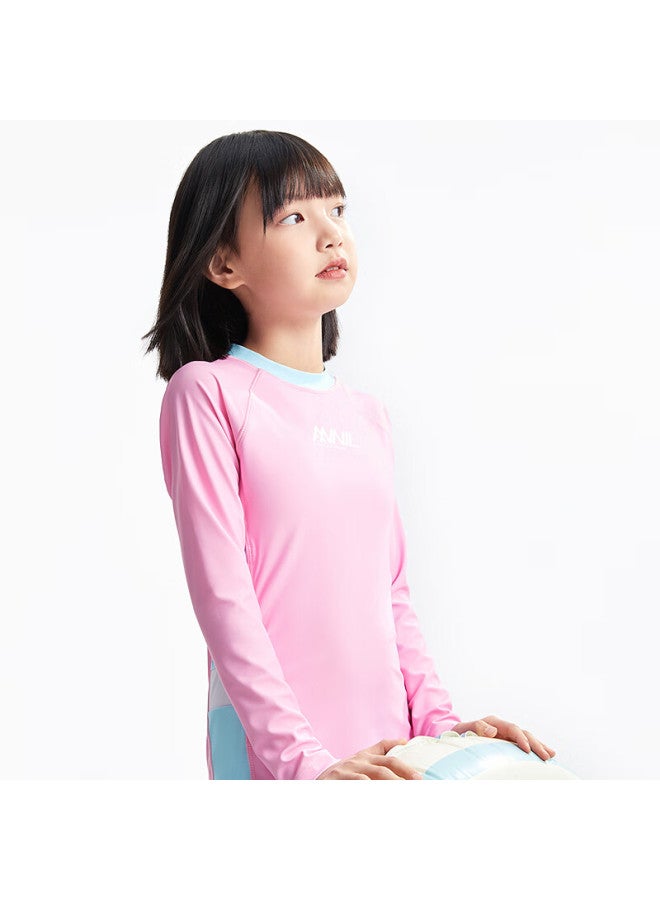 Annil Anna Children's One-piece Swimsuit With Long Sleeves And Shorts Set For Boys And Girls Summer New Elastic Waist Slim Fit - Image 2
