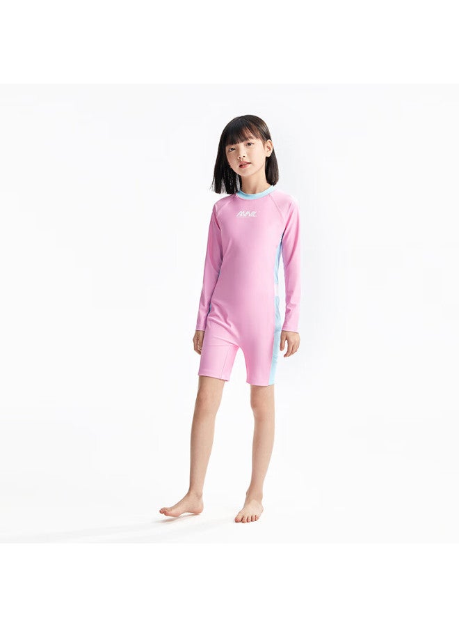 Annil Anna Children's One-piece Swimsuit With Long Sleeves And Shorts Set For Boys And Girls Summer New Elastic Waist Slim Fit - Image 4
