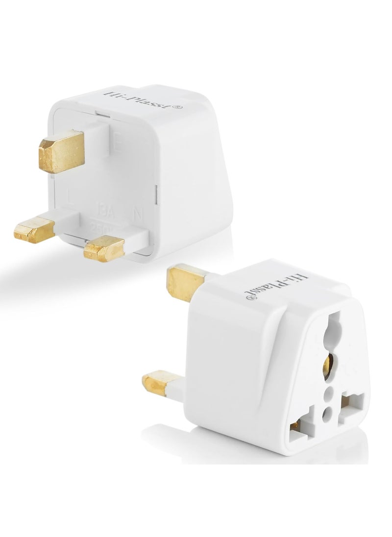 HI PLASST PINS N PLUGS HiPlasst India to UK Adapter TypeG Plug 2pcs Pack UK Converter for Indian Plugs Devices Dubai Singapore Malaysia Travel Plug Adapter with Universal Socket White  - Image 1