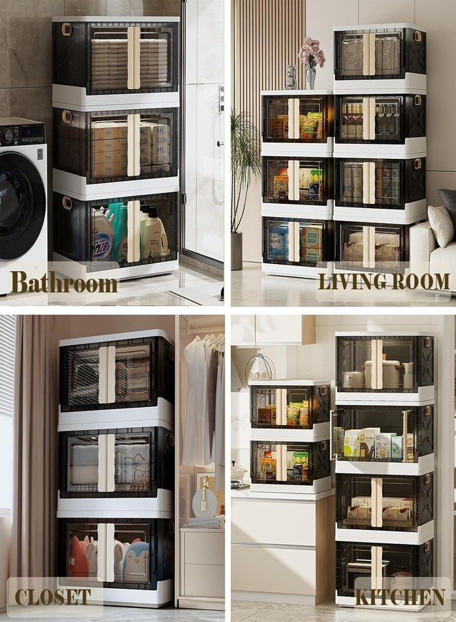 Kresal Collapsible Storage Bins with Lids, 1 Pack Stackable Storage Bins with Doors, Plastic Storage Cabinet for Easy Storage & Organization, Suitable for Clothes, Blankets, Books, Bedding & Toys - Image 5