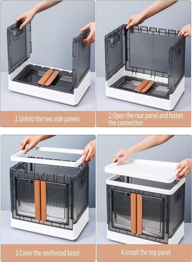 Kresal Collapsible Storage Bins with Lids, 1 Pack Stackable Storage Bins with Doors, Plastic Storage Cabinet for Easy Storage & Organization, Suitable for Clothes, Blankets, Books, Bedding & Toys - Image 3
