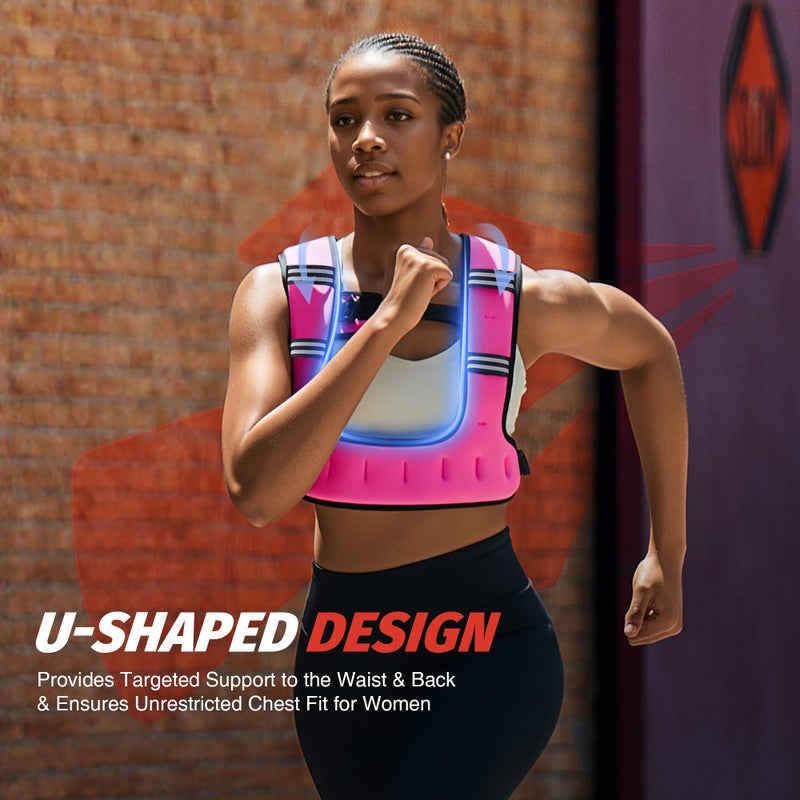 ZELUS Weighted Vest for Women Men, 6/8/12/16/20LB U-Shaped Ergonomic for Even Weight Distribution, Odorless Workout Vest with SGS Certification, Arm Pocket & Back Mesh Pouch for Training & Running - Image 2