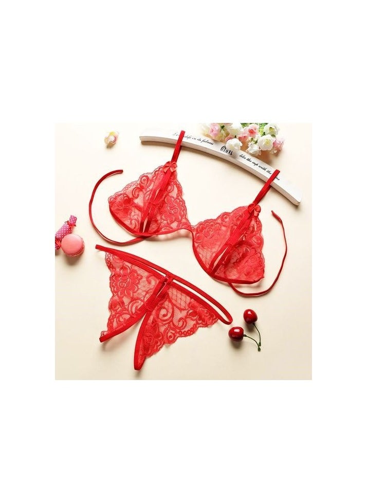 Hanady Shine in elegance and comfort with the perfect nightgown: a touch of romance for every night - Lace material - Red babydoll 