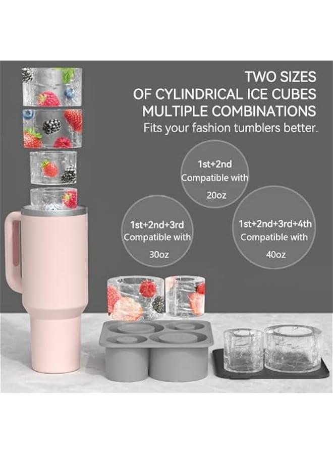 Arabest Silicone Ice Cube Tray Set for Tumbler Cup - Compatible with 40oz, 30oz, 20oz Tumbler Cups. Includes Lid and Bin for Ice Drink, Coffee, Juice, Whiskey, Cocktail. Gray color. - Image 4
