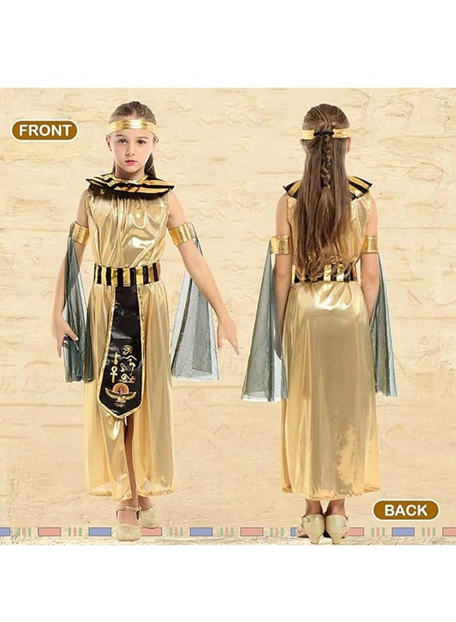 Egyptian Costume for Kids Girls Cleopatra Pharaoh Dress Up Halloween Role Play Clothes with Accessories for Halloween, Role Play, Themed Parties & School Events - Image 2