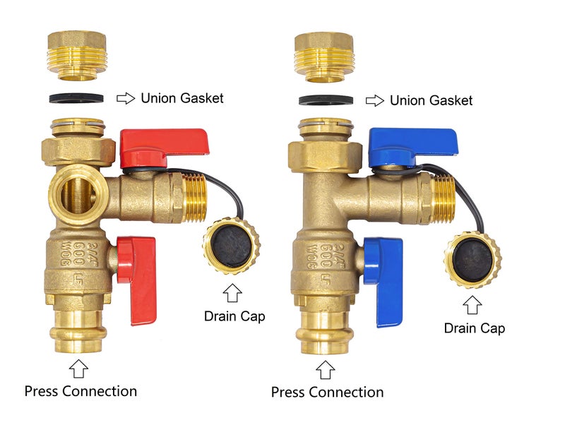 Libra Supply 3/4 inch Press Isolation Valve Kit with Pressure Relief Valve for Rheem Tankless Water Heater, FNPT x Press, 3/4'' Service Valve for Rinai, Ecosmart, Navien, Noritz Takagi Bosch - Image 3
