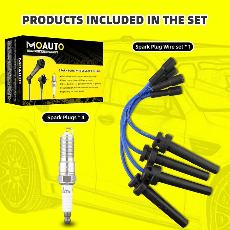MOAUTO Set of 4 Iridium Spark Plugs with Wire Set for Dodge and Chrysler - Image 5