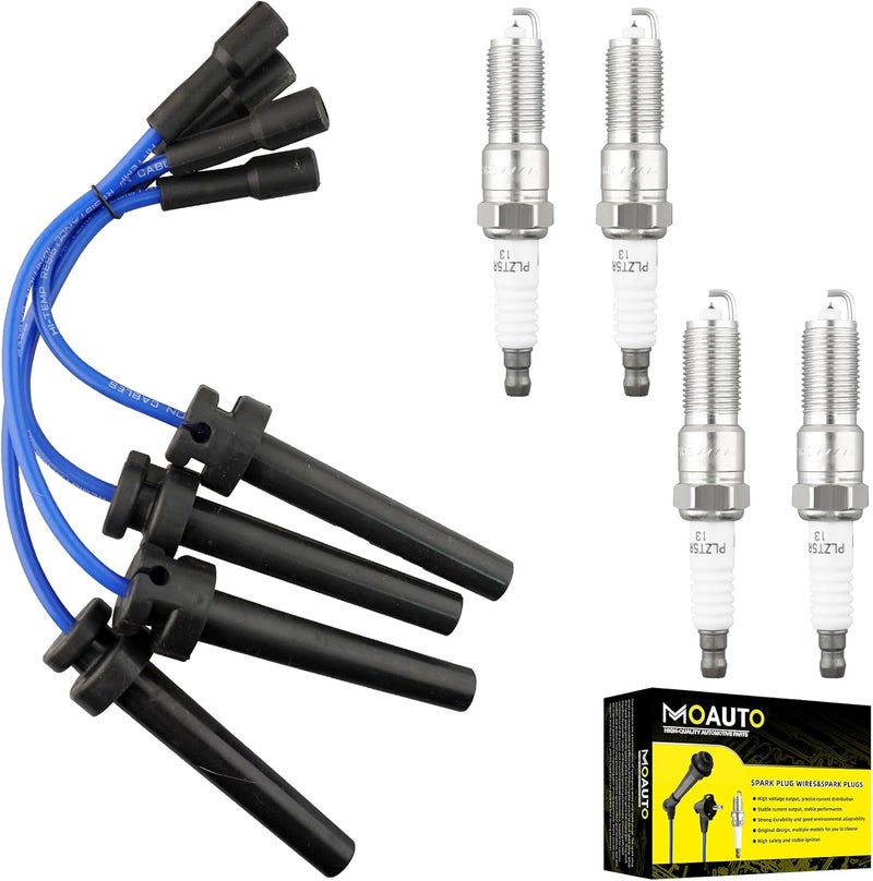 MOAUTO Set of 4 Iridium Spark Plugs with Wire Set for Dodge and Chrysler - Image 1