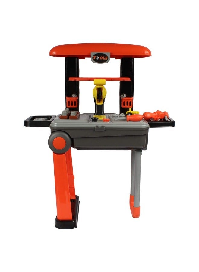 مجموعة أدوات فاخرة 2 في 1 مثالية للأطفال - لعبة ورشة عمل تعليمية تظاهرية مع أدوات يدوية واقعية - لعبة بناء وبناء تفاعلية للأولاد والبنات - Image 3