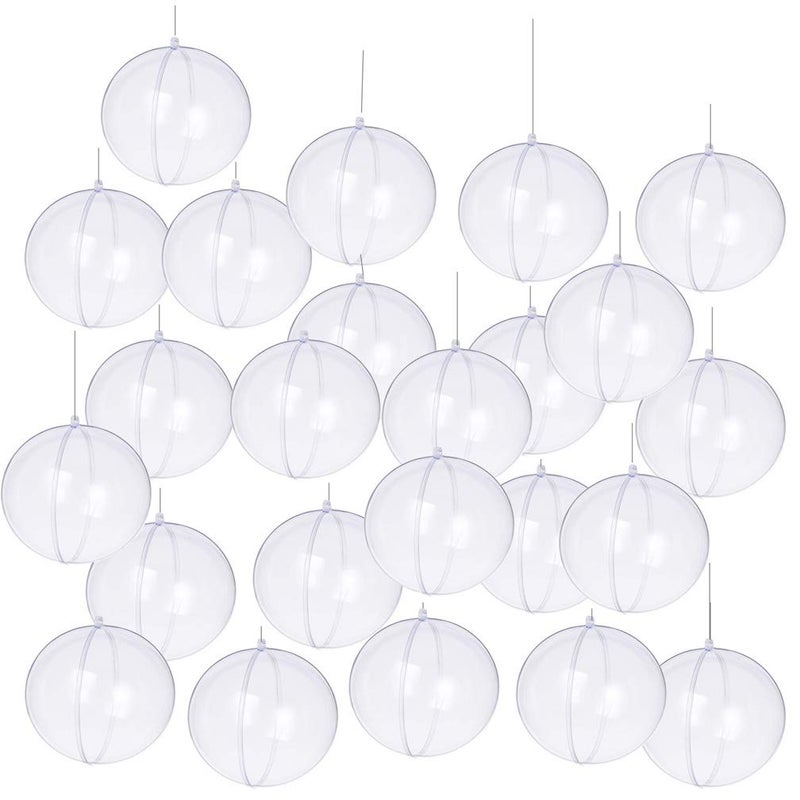24PCS Clear Plastic Acrylic Fillable Ball Ornament Set Transparent DIY Craft Ball for Christmas Tree Ornaments Wedding and Birthday Party Decorations60mm236 Inches 24pcs