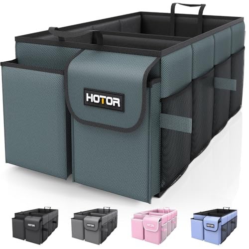 HOTOR Trunk Organizer for Car Car Organizer Foldable Trunk organizer for SUVs Sedans Sturdy Organization for Car Accessories Tools Sundries Deep Teal 2 Compartments 213126106 - Image 1