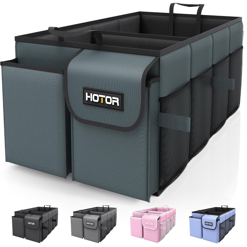 HOTOR Trunk Organizer for Car Car Organizer Foldable Trunk organizer for SUVs Sedans Sturdy Organization for Car Accessories Tools Sundries Deep Teal 2 Compartments 213126106 - Image 3