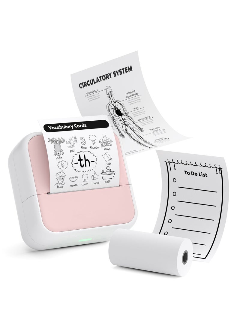 Generic Smart Mistake-Correction Thermal Printer – Mini Bluetooth Label & Pocket Photo Printer, Ink-Free, HD Printing, OCR Text Recognition, Note & Homework Organizer, Compatible with iOS & Android, Pink  - Image 1