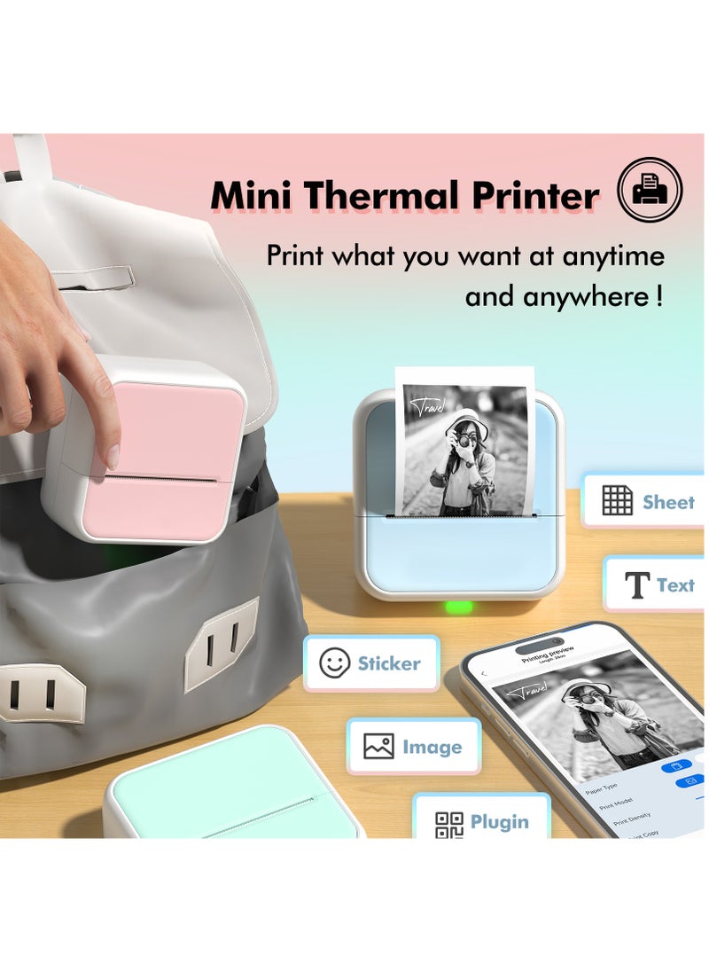Generic Smart Mistake-Correction Thermal Printer – Mini Bluetooth Label & Pocket Photo Printer, Ink-Free, HD Printing, OCR Text Recognition, Note & Homework Organizer, Compatible with iOS & Android, Pink  - Image 2