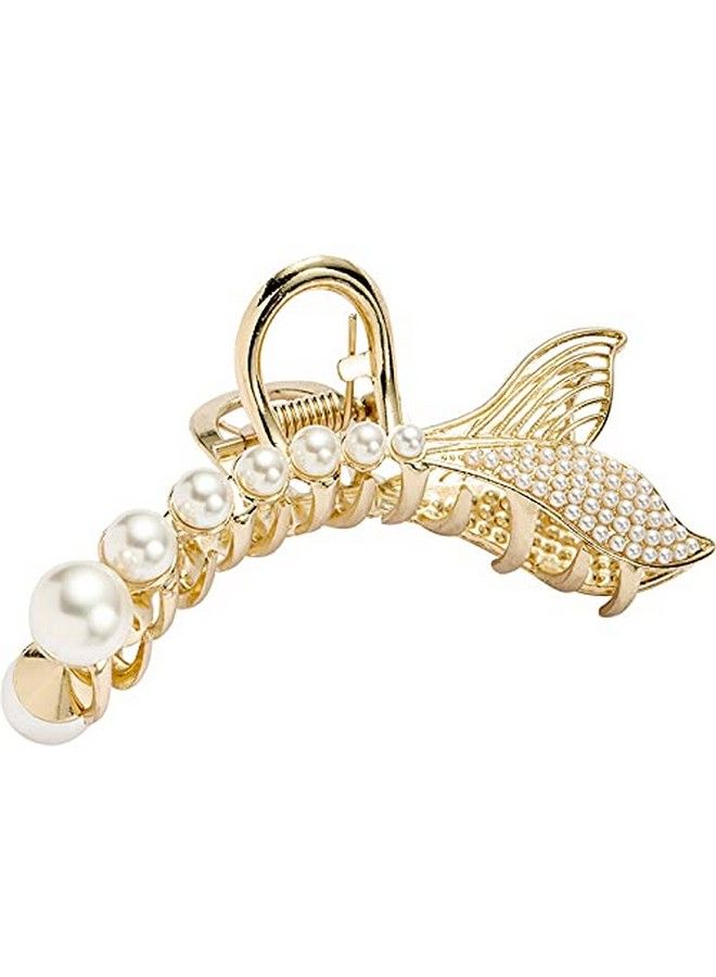Ngel Pearl Fish Tail Long Claw Clips Hair Catch Barrettes Large Hair Clips for Thick Hair Women Hair Accessories(Pack Of 1) - Image 3