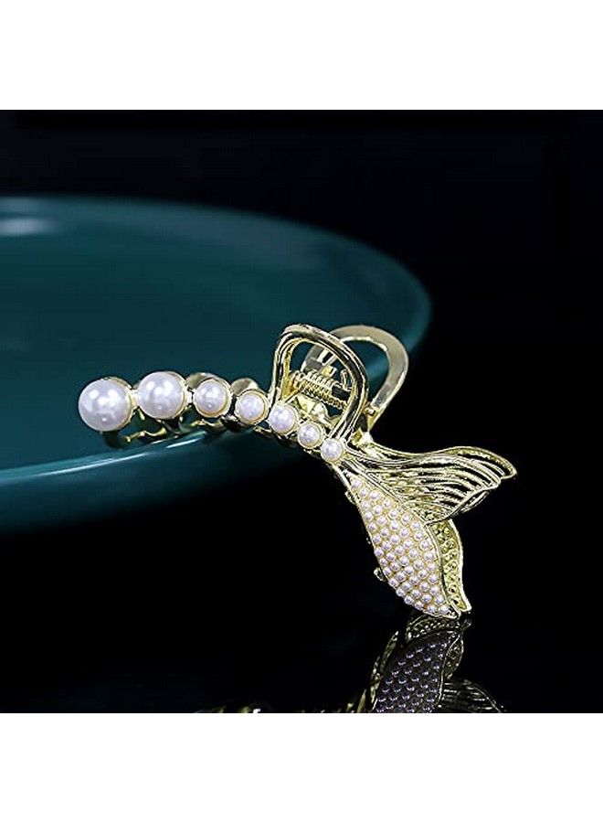 Ngel Pearl Fish Tail Long Claw Clips Hair Catch Barrettes Large Hair Clips for Thick Hair Women Hair Accessories(Pack Of 1) - Image 1