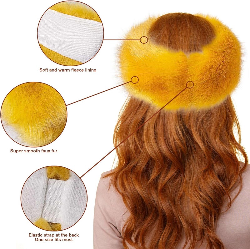 Dikoaina Womens Faux Fur Headband Winter Earwarmer Earmuff Ski - Image 3