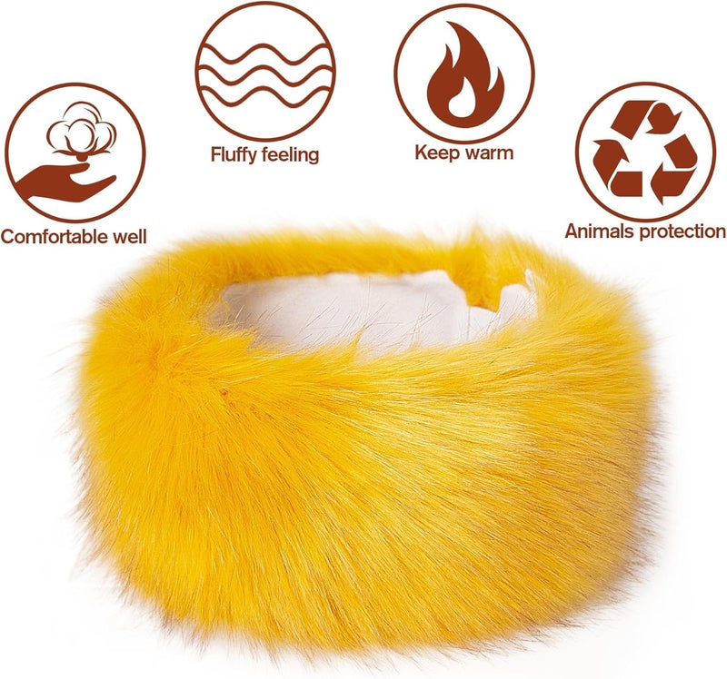 Dikoaina Womens Faux Fur Headband Winter Earwarmer Earmuff Ski - Image 4