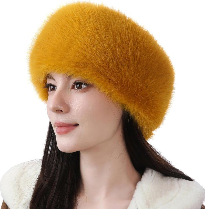 Dikoaina Womens Faux Fur Headband Winter Earwarmer Earmuff Ski - Image 1